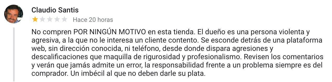 Claudio Santis Rica Santiago SPA Google Review Apesta