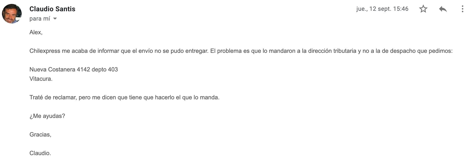 Reclamo Direccion Claudio Santis Apesta